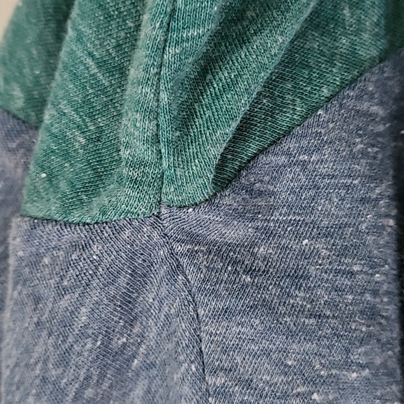 LuLaRoe Randy Heather Green Body with Heather Blue Sleeves Baseball Tee - Picture 10 of 14